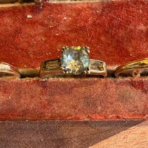 Vintage Sterling with gold filled engagement Ring Size 7